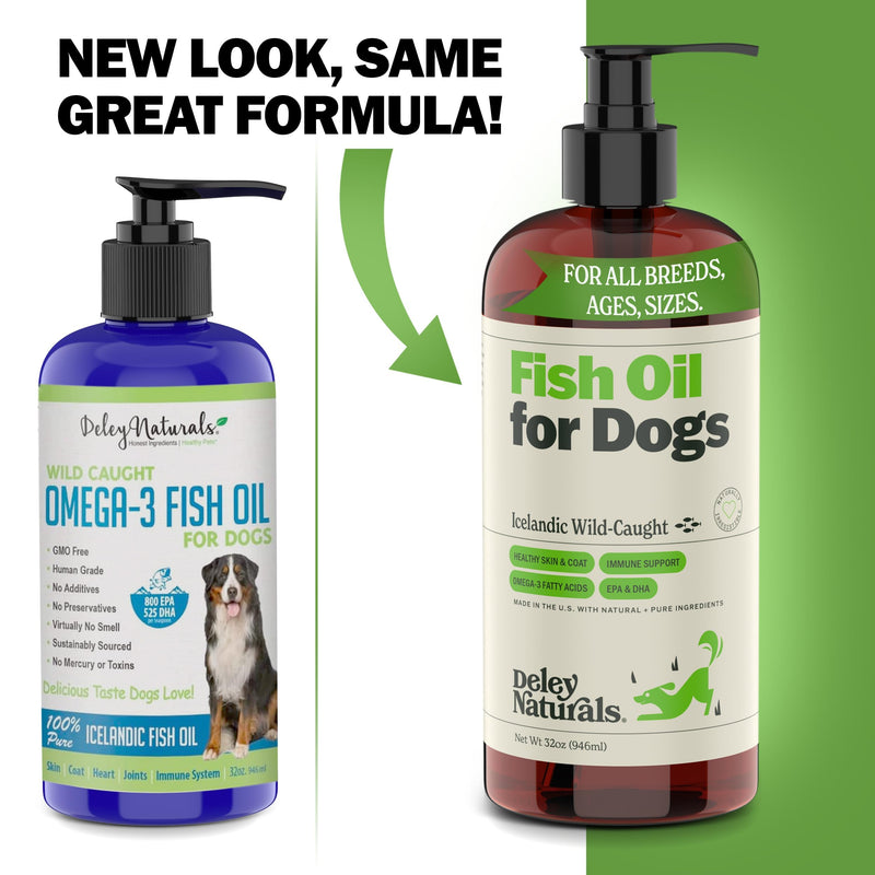 Deley Naturals Dog Fish Oil Icelandic - Dog Itching Skin Relief with Omega 3 6 9 for Skin, Coat, and Heart - Omega 3 Fish Oil for Dogs Skin Irritation Treatment - Skin and Coat Supplements for Dogs 32 oz - Icelandic Fish Oil - PawsPlanet Australia