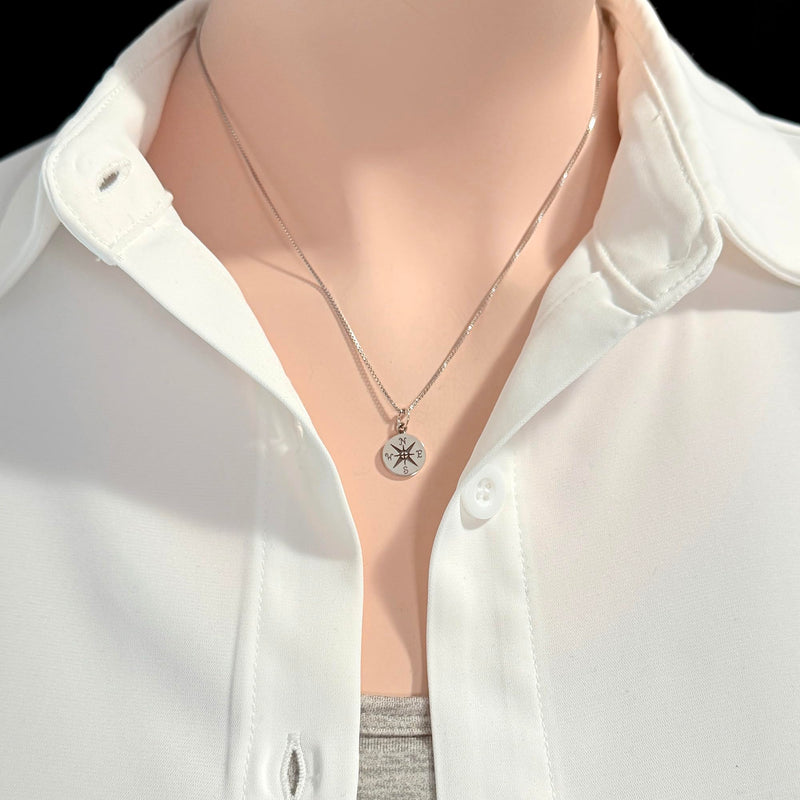 Alexandreasjewels Small Compass Necklace, Sterling Silver, 18 Inches, Graduation Gift, Enjoy the Journey - BeesActive Australia