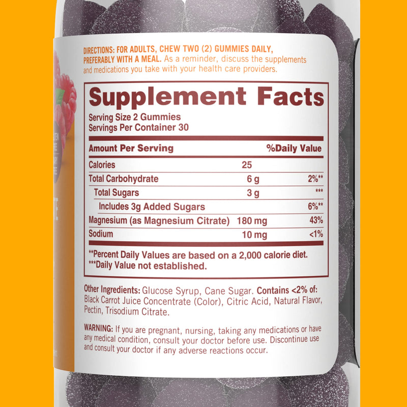 Sundown Magnesium Citrate Gummies, Supports Nerve, Bone & Muscle Health, Vegetarian, Raspberry Flavored, 60 Count (Pack of 2) 60 Count (Pack of 2)