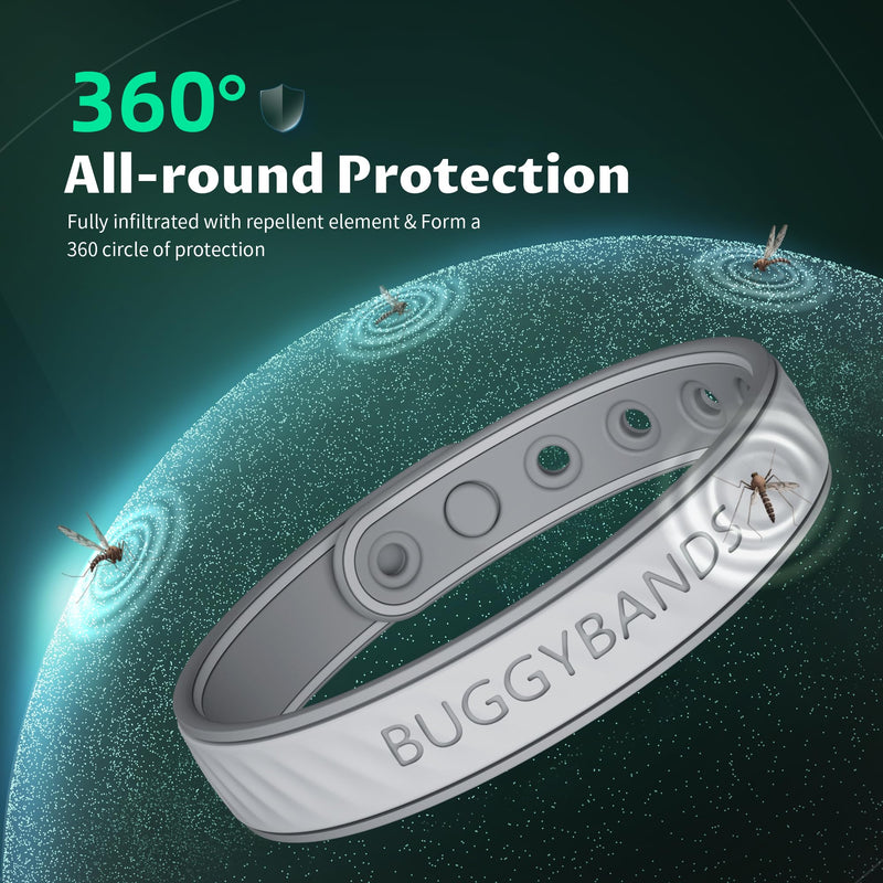 Mosquito Repellent Bracelets, 2 Pack Silicone Mosquito Repellent Bands with DEET Free, Natural & Waterproof Bug Wristbands for Kids and Adults, Outdoor Traveling Protection (Black&Grey) - BeesActive Australia