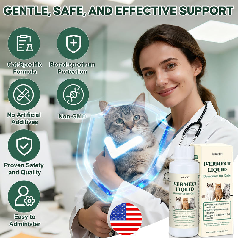 lvermect Liquid Dewomax for Cats, Gentle Digestive Support for Gut Balance & Daily Comfort, Supports Internal Balance for Sensitive Cats, Suitable for Kittens and Adult Cats - 3.5 FL OZ