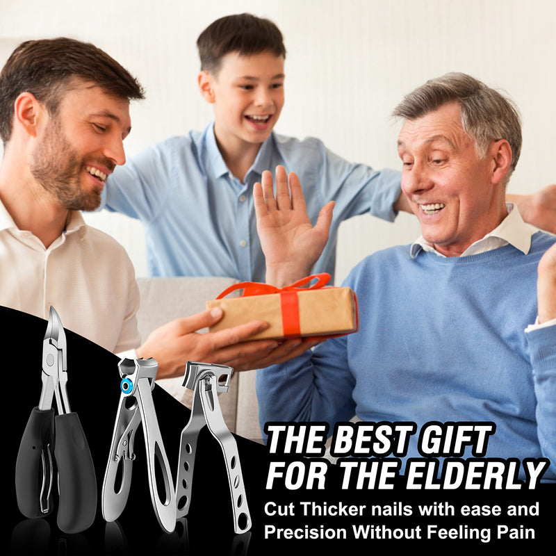 Toenail Clippers for Seniors Thick Toenails, Aucurwen Heavy Duty Toe Nail Clippers Adult Thick Nails Long Handle, Large Toenail Clippers for Thick Nails 7Pcs Black - BeesActive Australia