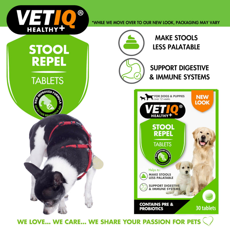 VETIQ Stool Repel Tablets, Natural Coprophagia Deterrent for Dogs Eating Poop, For Puppies & Adult Dogs, Supports Healthier Habits, Tasty & Chewable, 30 Tablets (Pack of 1)