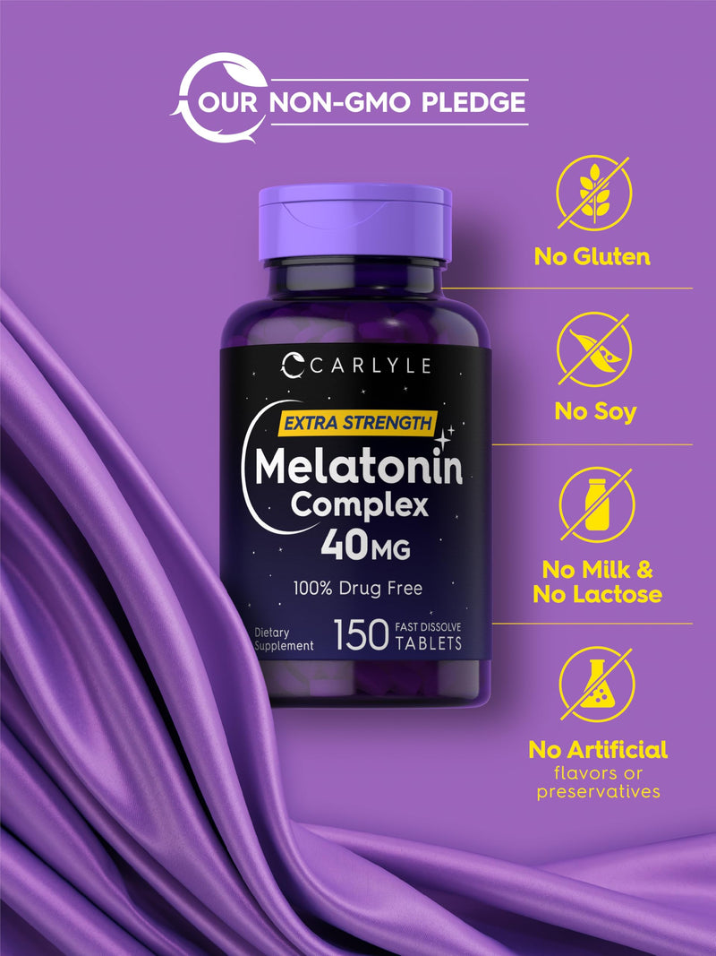 Carlyle Melatonin 40mg Complex | 150 Fast Dissolve Tablets 150 Count (Pack of 1)