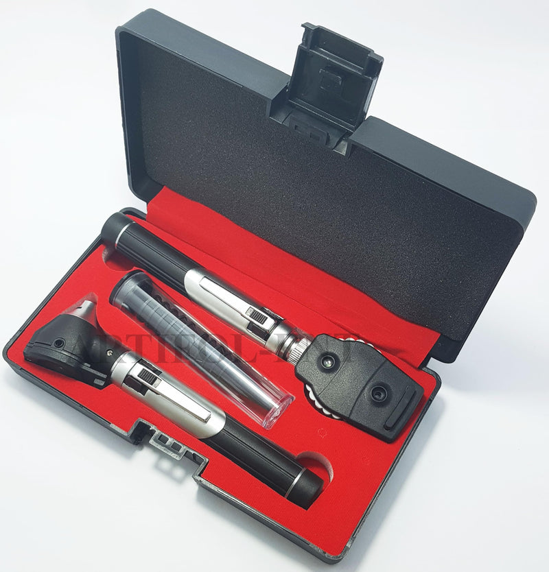 Student Home Use New Ent Otoscope Examination Kit Fiber Optic Diagnostic Set Black Color OS1015 - BeesActive Australia