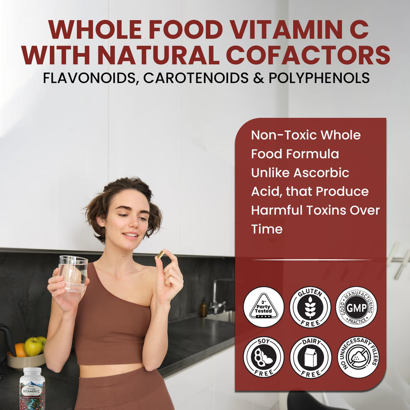 Acerola Cherry Capsules , Plant-Based Vitamin C for Immune Support - 60ct | Brazilian Acerola Cherry Vitamin C Enhances Absorption – Supports Skin, Joints & Immune Health – Gluten Free, GMP Certified