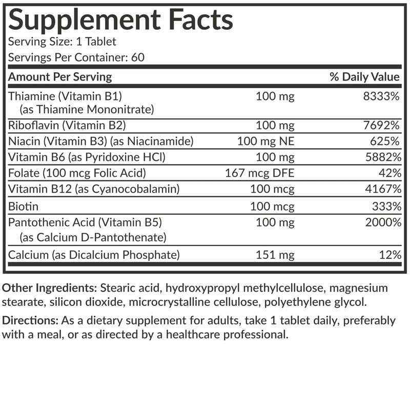 Futurebiotics Super B 100 Sustained Release Vitamin B Complex Non-GMO, 60 Vegetarian Tablets 60 Count (Pack of 1)