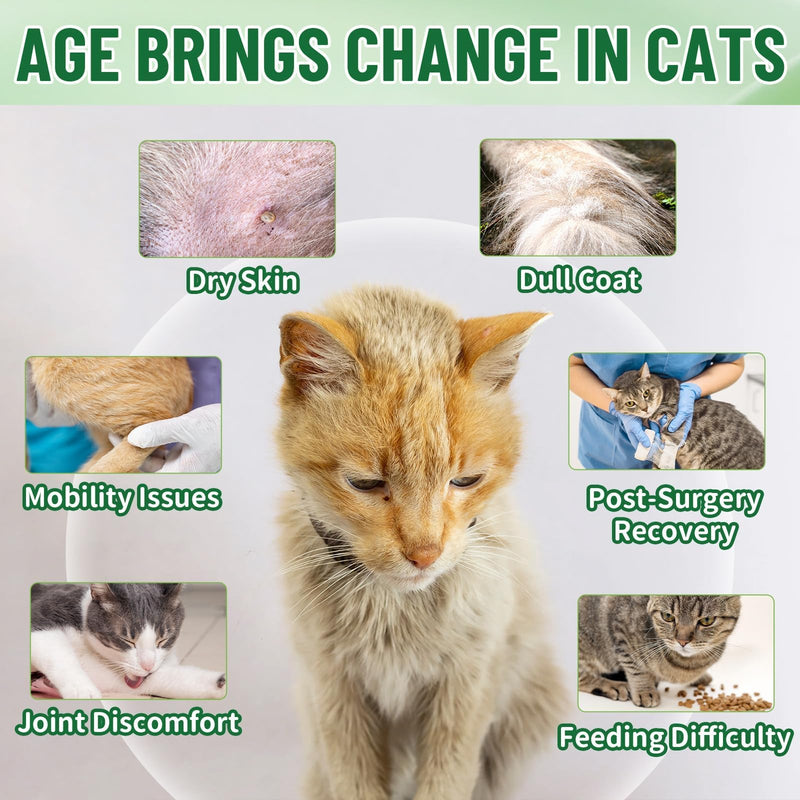 Liquid Collagen for Cats, Cat Joint Supplement for Cat with Bovine Collagens, Biotin & Vitamin C, Mobility & Flexibility, Itch Relief, Skin, Coat & Immunity Support, Cat Joint Supplement for Cats