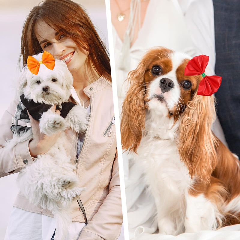 24Pcs 3.9In Cute Dog Bowknot Hair Bows Big Dog Hair Bows Handmade Hair Accessories Bow Dog's Hair Bows for Small Medium Large Dogs Cat Kitten Rabbit Grooming Accessories - BeesActive Australia