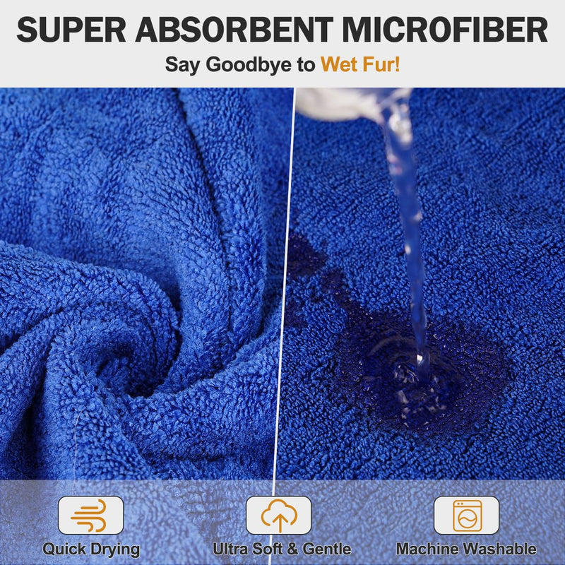 HezzLuv Bathrobe for Dogs, Dog Bathrobe Made of Microfiber for Medium and Large Dogs, Absorbent Dog Bathrobe, Dog Drying Robe with Velcro Fastener for Dogs and Cats (Blue, L) L Blue - BeesActive Australia