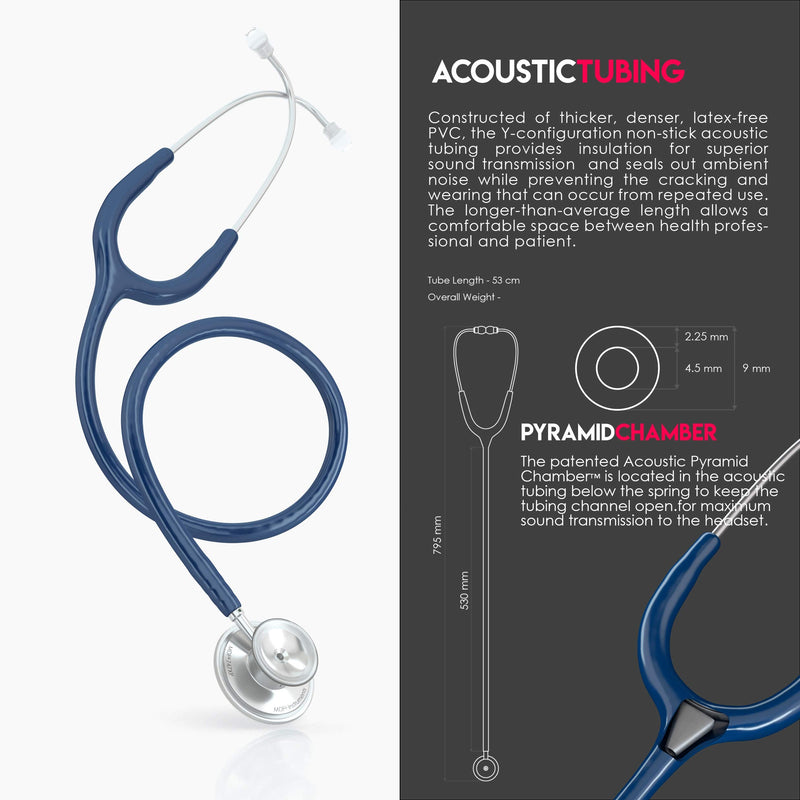 MDF Instruments Acoustica Lightweight Stethoscope for Doctors, Nurses, Students, Dark blue tube + MDF LUMiNiX Illuminator Medical Professional Diagnostic Penlight