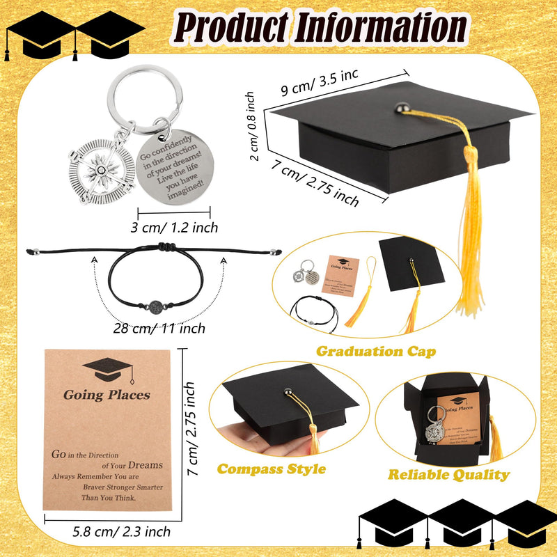 28 Sets Graduation Gifts Bulk Class of 2026 Including Graduation Keychains With Grad Compass Bracelets Bulk Set In Cap Gift Boxes Party Favors for Students, Guests, Graduates