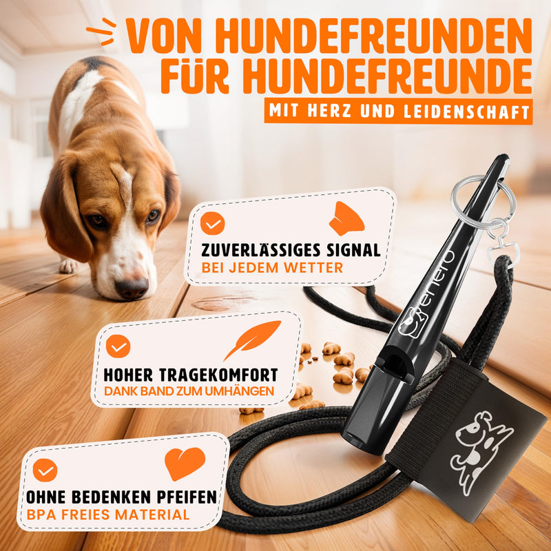 ENERO® dog whistle with practical neck strap - perfect dog accessory with standardized frequency - ideal for dog training - audible & far-reaching black - BeesActive Australia