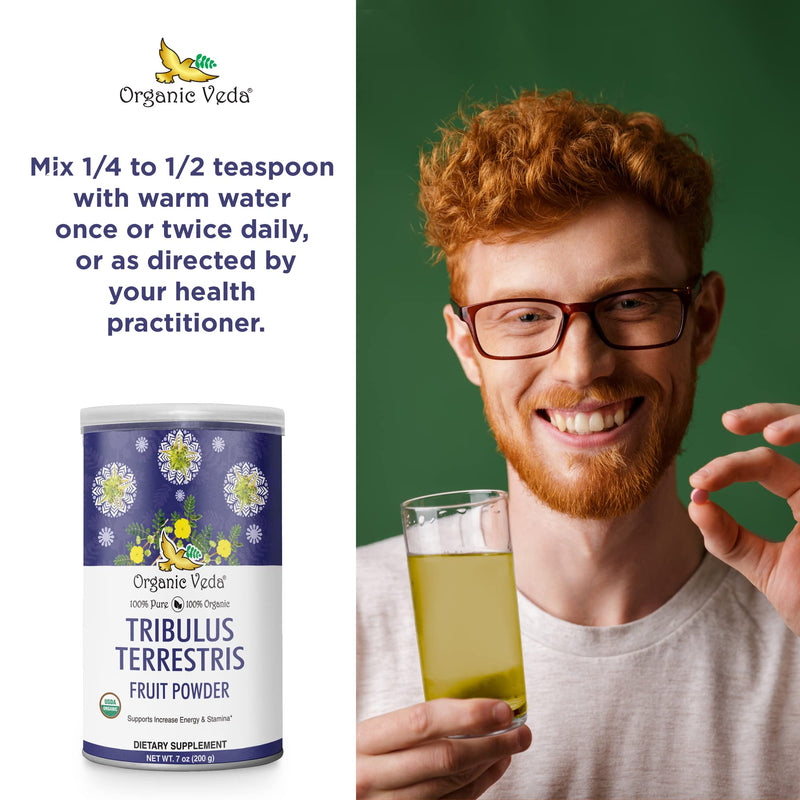 Organic Veda Tribulus Terrestris Powder for Men & Women - 100% Pure Tribulus Terrestris Herbal Dietary Supplement - Improves Focus, Muscles Strength, Boost Energy & Stamina - USDA Certified - 7oz Tribulus Terrestris Powder (7 oz) - BeesActive Australia