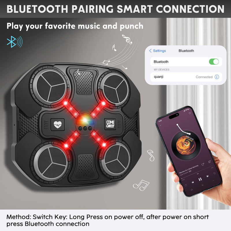 Music Boxing Machine Sport Toys for Kids and Adults,Wall Mounted Bluetooth Smart Punching Target,Training Pad Toy with Boxing Glove,Ideas Toys for Boys Girls Kids 3 4 5 6 7 8 9 10 11 12+ Years Old Black S