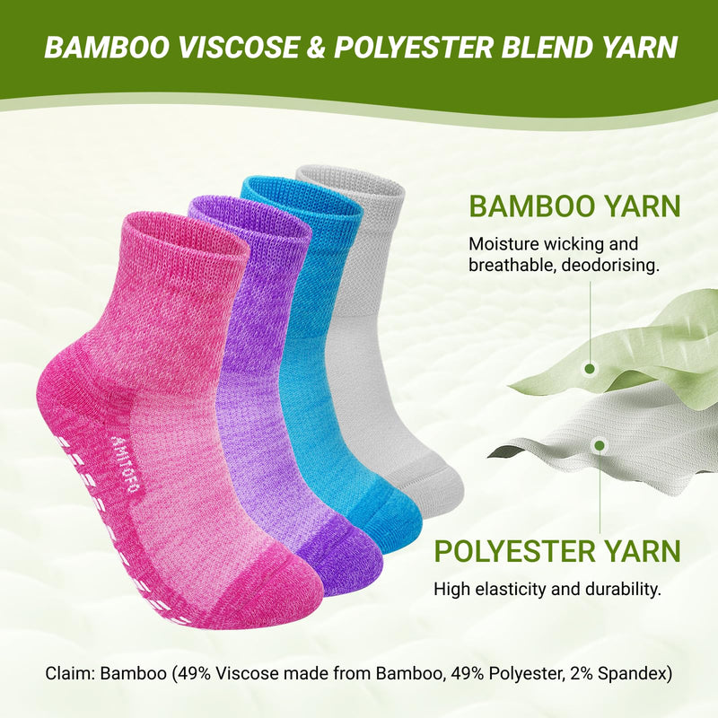 CaiDieNu Non Slip Diabetic Ankle Socks: Bamboo Viscose Non Binding Hospital Socks with Grip for Women Men Elderly Edema 9-11 Multicolor