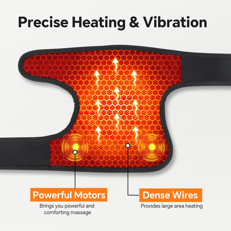 Cordless Heated Knee Massager, Knee Heating Pad for Knee Pain Relief, FSA Eligible HSA, Heated Knee Brace Wrap, Heat & Massage, Joint & Arthritis Comfort Dark Black