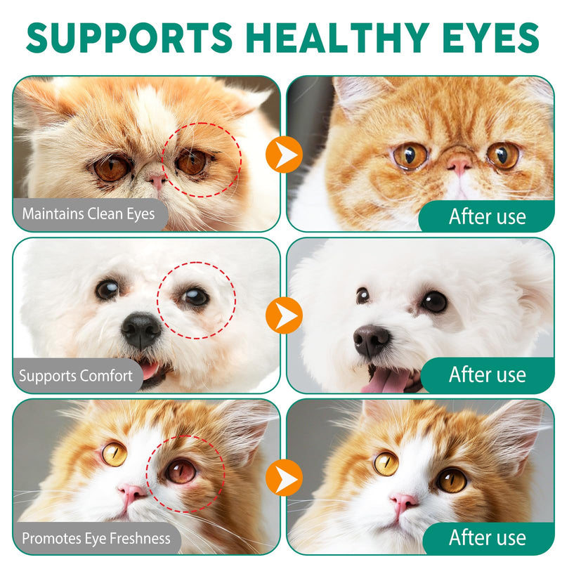 Dog Tear Stain Remover - Eye Drops for Dogs & Cats, Gentle Eye Wash to Soothe Dry & Itchy Eyes, Non-Irritating Formula, 100ml