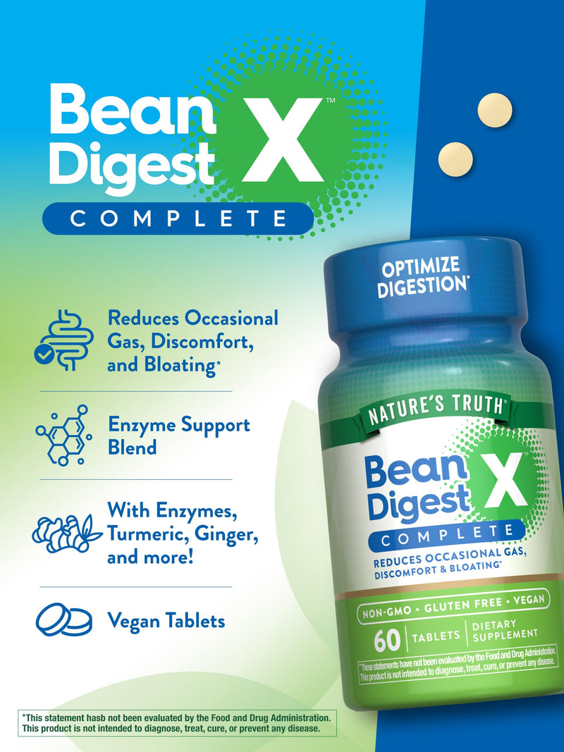 Nature's Truth Digestive Enzymes | 60 Pills | Bean Digest | Vegan, Non-GMO & Gluten Free Supplement