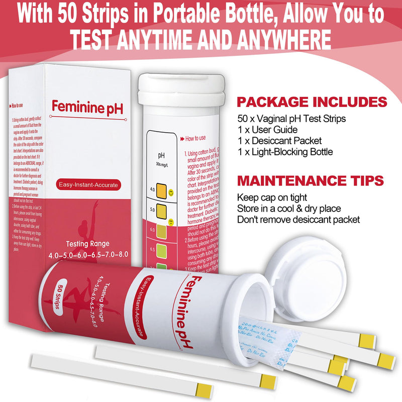 50ct Vaginal pH Test Strips for Women, Easy to Use for Quick & Accurate Results - pH Balance Test Strips for Women to Monitor Feminine Hygiene & Detect Any Imbalances, Easy to Read Results - BeesActive Australia