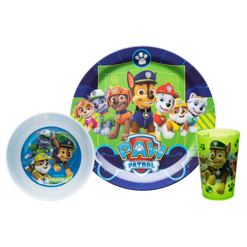 zak! PAW Patrol - 5-Piece Dinnerware Set - Durable Plastic & Stainless Steel - Includes Tumbler, 8-Inch Plate, 6-Inch Bowl, Fork & Spoon - Suitable for Kids Ages 3+ - BeesActive Australia