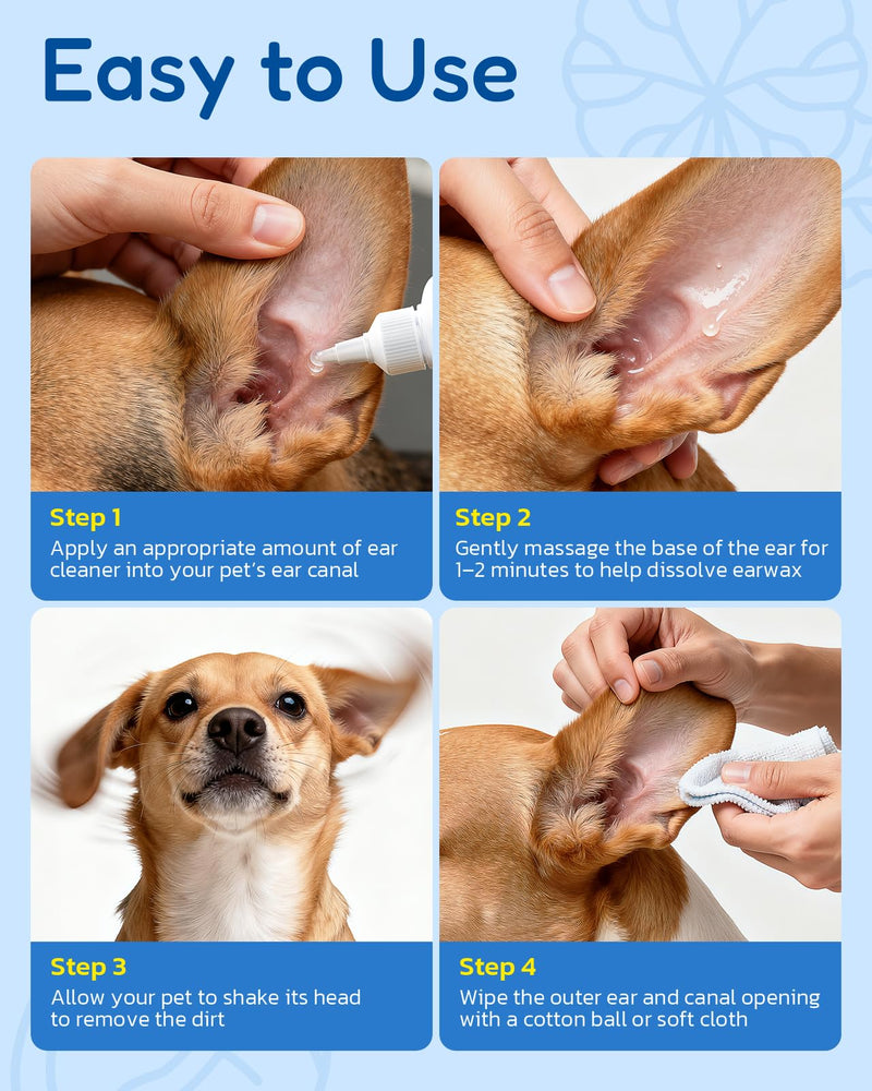 Ear Cleaner for Dogs & Cats - Gentle Non-Irritating Formula, Ear Cleaning & Care for All Ages, Removes Built-up Wax, Discharge, Dirt & Debris - 1.69oz Travel Size White & Blue-1.69 OZ 1.69 Oz (Travel Size)