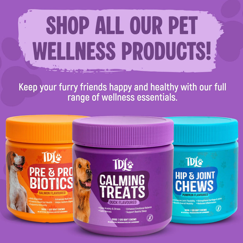 Calmers for Dogs – TDL 120 Soft Calming Dog Chews – Duck Flavour Calm Treats for Dogs with Hemp Dog Oil – Tablets for Anxiety, Dog Stress Relief & Natural Dog Chews