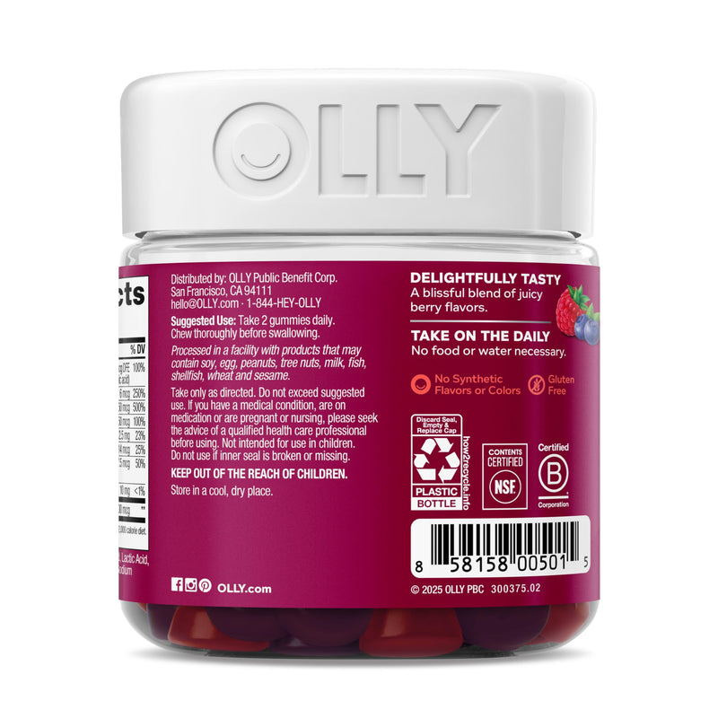 OLLY Women's Multivitamin, Supports Overall Wellness,* Biotin - 90 Count Berry 90 Count (Pack of 1)