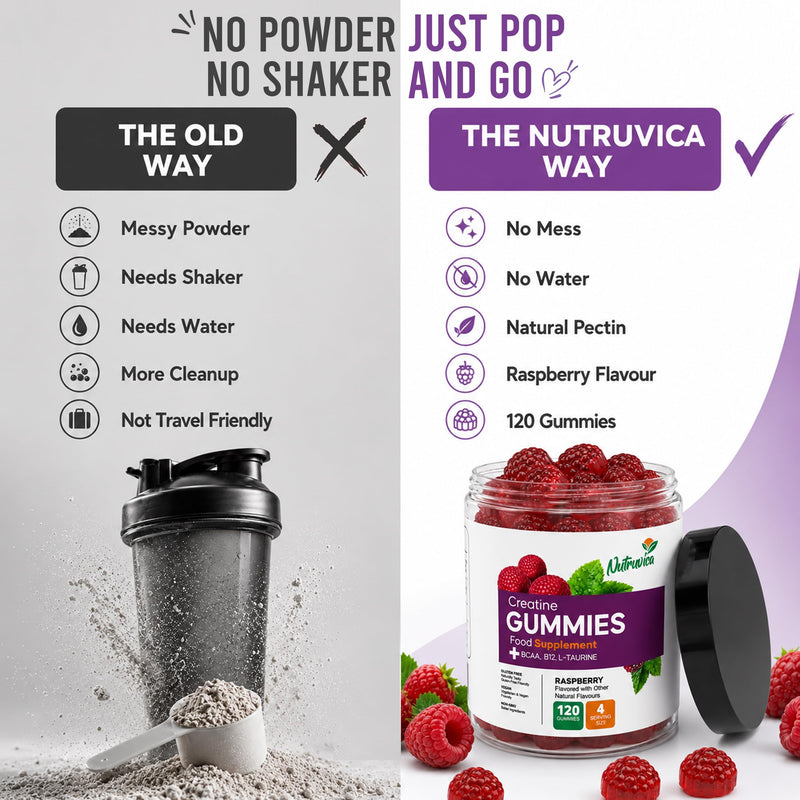Creatine Gummies for Easy Daily Supplementation, Creatine Monohydrate Gummies with BCAA, Vitamin B12 & L-Taurine, 5000mg Per Serving, Vegan, Gluten Free, Non-GMO, Raspberry Flavour, 120 Gummies
