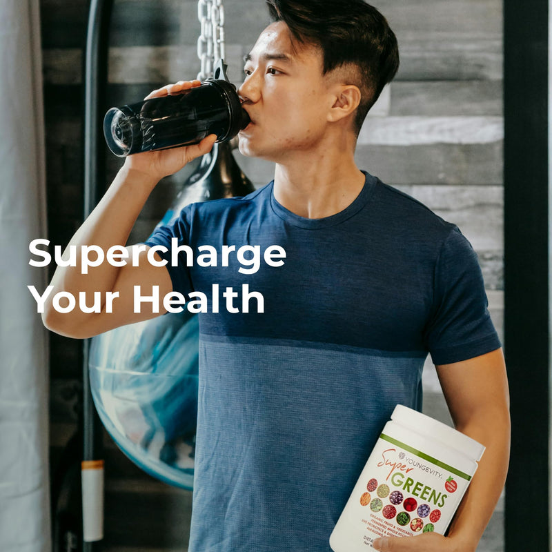 Youngevity Super Greens Daily Vitamin and Mineral Powder Supplement, 255 g | Super greens formula, blended vitamins and minerals, daily nutritional support, convenient powder supplement, 255 g canister