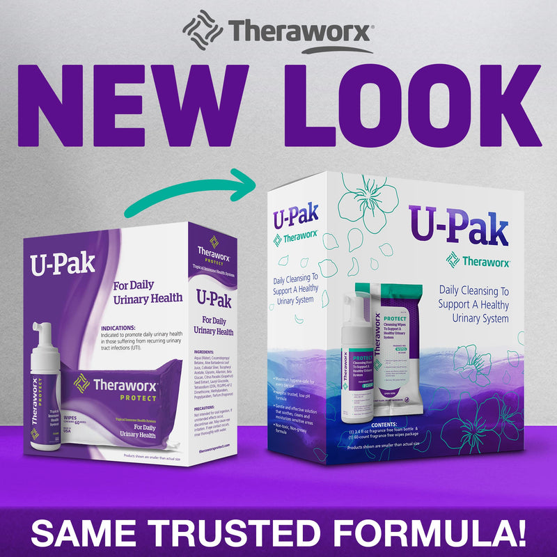 Theraworx Protect U-Pak 60-Ct Wipes & Hygiene Foam 3.4 oz for Urinary Health (Pack of 1) 2 Piece Set - BeesActive Australia