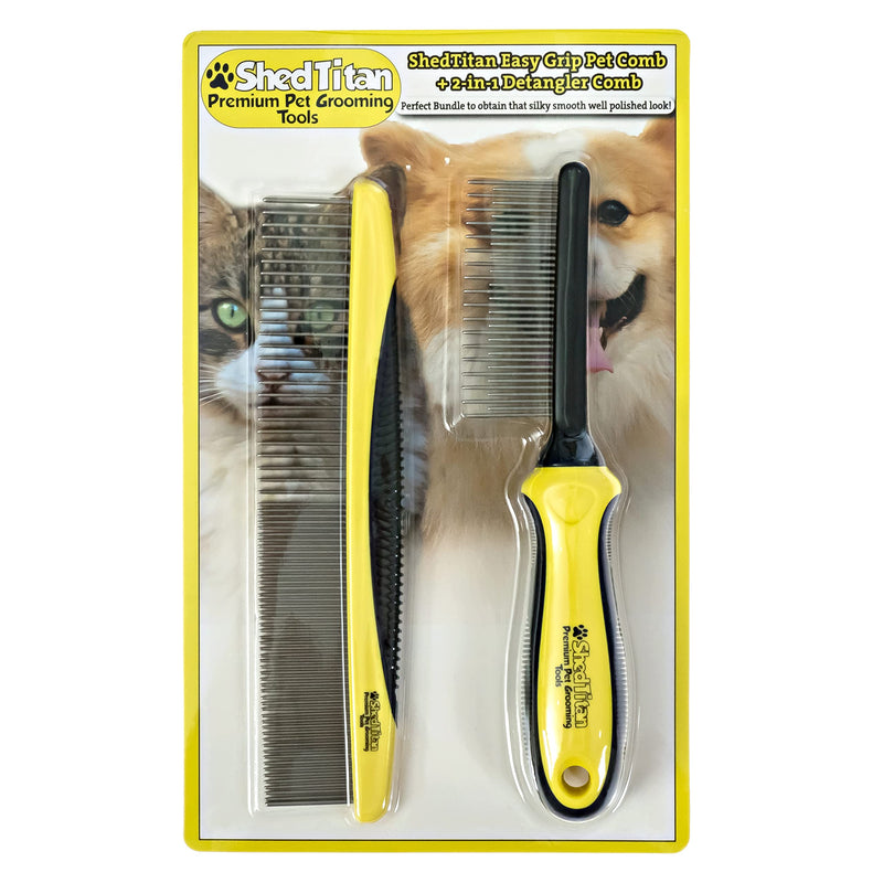 Metal Dog Comb for Matted Hair & Detangler Combs Set - Remove Tangles & Matted Fur - Easy Safe Cat & Dog Combs for Grooming Doodles - BeesActive Australia