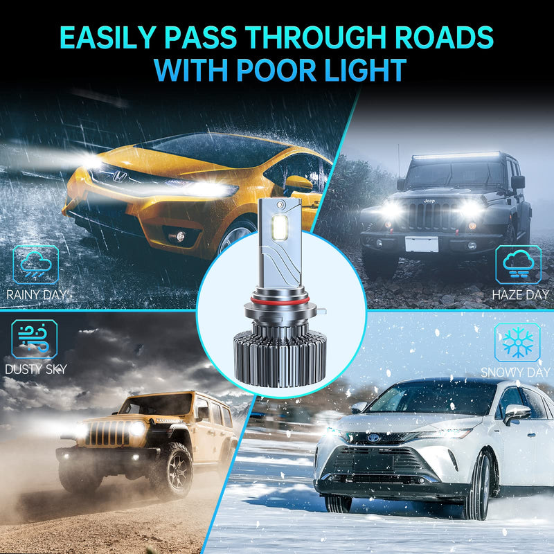 1PCS High-performance 9005/HB3 LED Bulb 85W 30000LM 1000% High brightness 6500K Cool White 1:1 Size No decoder required Dual turbo fan cooling 9005 Halogen Fog lamp replacement bulb