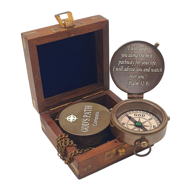 God's Path Compass - Engraved Working Handmade Antique Compass with Scripture - Religious, Christian, Catholic, Christening, First Communion, Confirmation Gifts for Teenage Boys and Men - BeesActive Australia