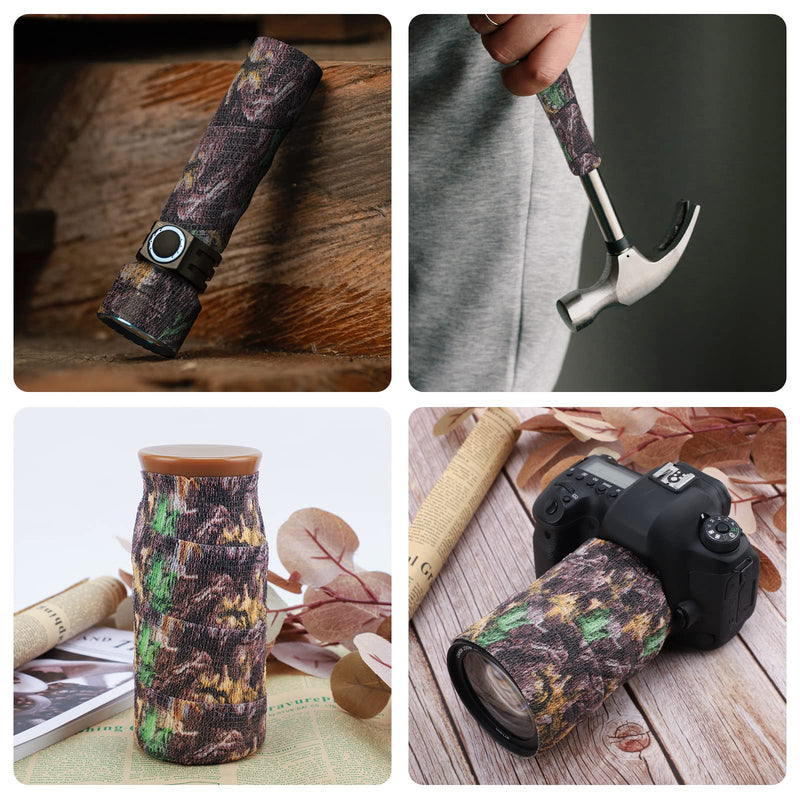 DROK 4/10 Roll Camo Tape Wrap, Camouflage Self-Adhesive Camo Stick Bandage for Outdoor Sports Climbing Camping, 2/3in x 14.76ft for Range Finder Camera Flashlight Bicycle 3in*14.76ft Wood Pattern 10 - BeesActive Australia