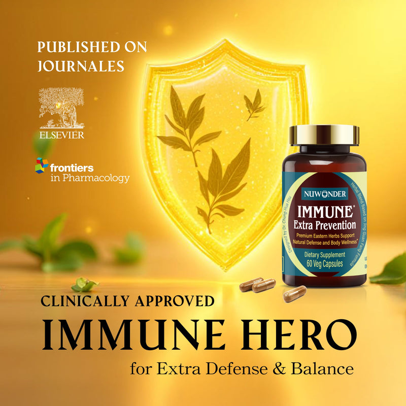 Immune Extra Prevention, Natural Immune Support, Clinically Tested Formula, Natural Defense, Body Wellness, Non-Drowsy, No Chemical Ingredient. Awarded the Greatest Inventions. 60 Capsules