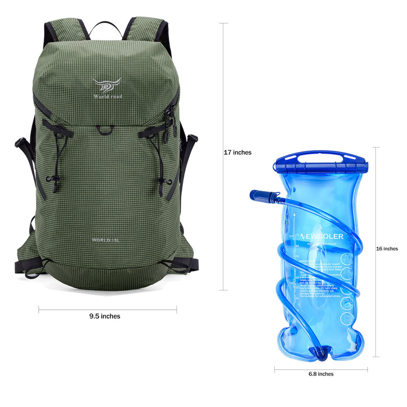 15L Hydration Backpack with 2L Water Bladder Water Backpack for Women, , Lightweight & Comfortable Running Vest for Running, Hiking, Cycling, Climbing, Camping, Biking,Rave Olive Green 15L