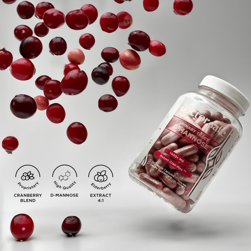 Cranberry Supplement, D-Mannose Capsules Made with Concentrated Whole Fruit Cranberry, Natural Support for Rapid Action to Help Cleanse and Protect the Urinary Tract* (120 Count) 120 Count (Pack of 1)