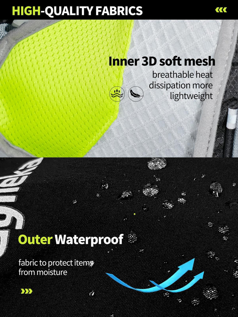 Hydration Backpack, Lightweight Breathable Reflective Pack Adjustable Chest Straps for Running, Marathons, Cycling, Hiking, Trail Vest 1.5L Water Bladder