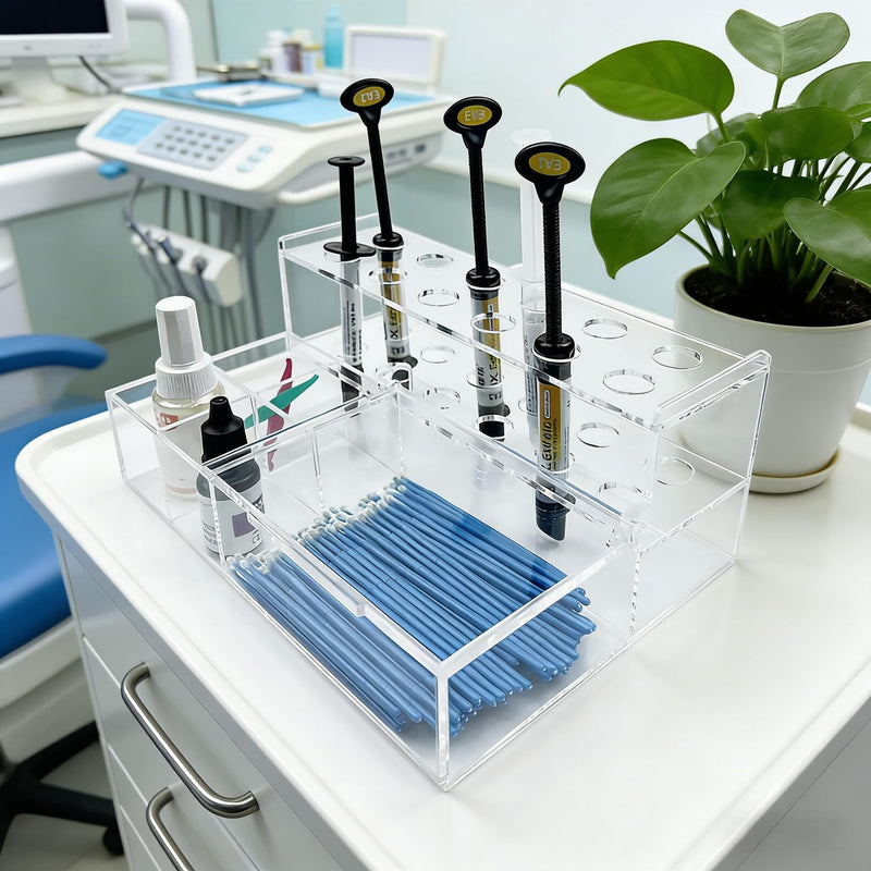 Dental Syringe Acrylic Organizer, YOUYA DENTAL Multi-Function Acrylic Dental Composite Organizer Transparent Resin Holder Applicator for Resin Adhesive Syringes Brush Dispenser Placement Rack Tool Medium - BeesActive Australia