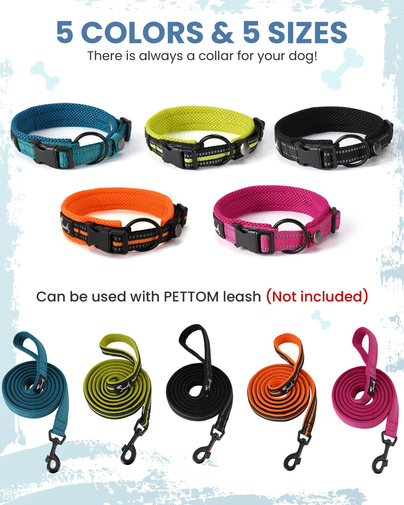 PETTOM Dog Collar Adjustable Nylon Dog Collar Breathable Reflective Collar (Blue L) Blue - BeesActive Australia