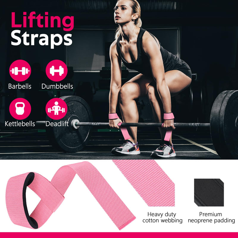 WALITO 8Pcs Barbell Pad Set for Hip Thrust - Squat Pad,Gym Accessories for Women with Bar Bad,Bench Press, with Gym Ankle Straps,Resistance Bands for Working Out,Lifting Strap,Carry Bag 1-Pink - BeesActive Australia