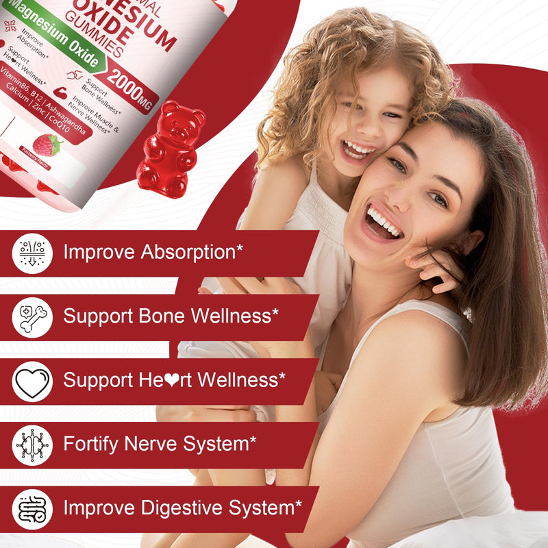 Liposomal Magnesium Oxide Gummies 2000mg Complex Ashwagandha,CoQ10, L-Theanine, L-5-MTHF, Methyl B12, Zinc for Sleep & Energy,Stress Relief,Heart Health,Neuro Support 60 Count (Pack of 1)