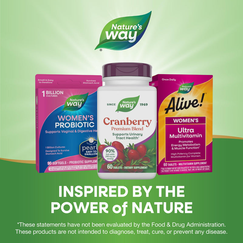 Nature's Way Cranberry Premium Blend with Vitamin C, 60 Tablets | Daily Cranberry Blend with 400 mg Cranberry Concentrate and Vitamin C for Antioxidant and Urinary Tract Support* 60 Count (Pack of 1)