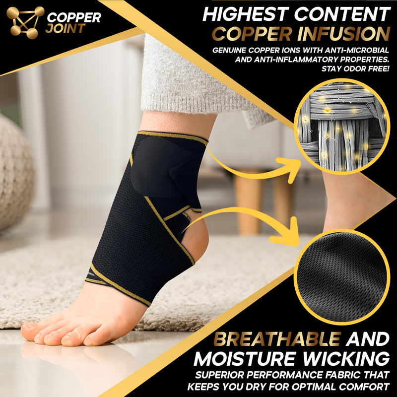 CopperJoint Compression Ankle Brace for Women Support, Durable Design Foot and Ankle Support for Women & Men Ideal to Support for Sports, Running, Comfortable Fit, Breathable Material - Large - BeesActive Australia