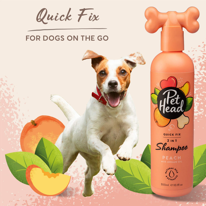 Quick Fix Shampoo and Conditioner for Dogs 16.0 fl. oz. Peach Scent. Nourishes and softens the coat. Natural and Vegan Ingredients. Gentle formula for Puppies. Made in USA - BeesActive Australia