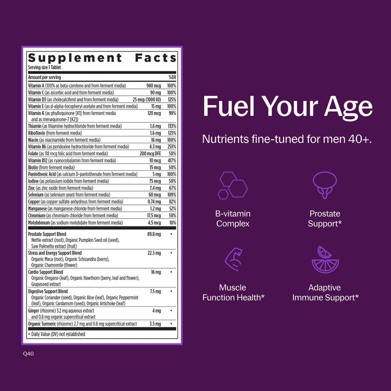 New Chapter Men's One Daily 40+ Multivitamin, 48 Tablets | Extra B6 and B12, D3, Vitamin C, and Zinc for Immune, Heart, Cellular Energy, and Brain Health, Non-GMO and Gluten Free 48 Count (Pack of 1)