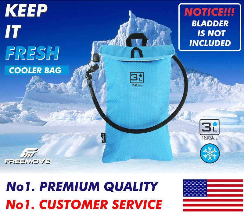 Protective Cooler Bag for 2L or 3L Hydration Water Bladder Pack > Keeps Water Cool & Protects Bladders > Thermally Insulated, Water Resistant > Ideal As a Backpack Cooler - Bladder is NOT Included 3L Sky Blue