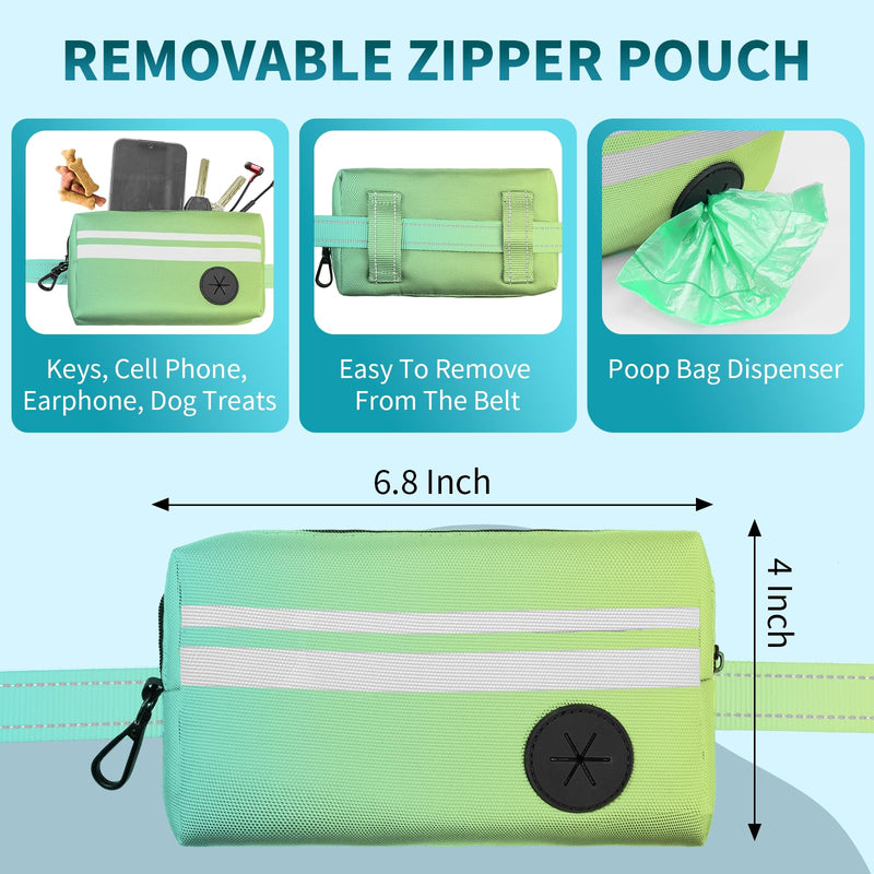 Hands Free Dog Leash with Removable Zipper Pouch, Dual Padded Handles and Durable Bungee for Walking, Jogging and Running-Your Dog (Large, 35-140 lbs-Cyan Cyan