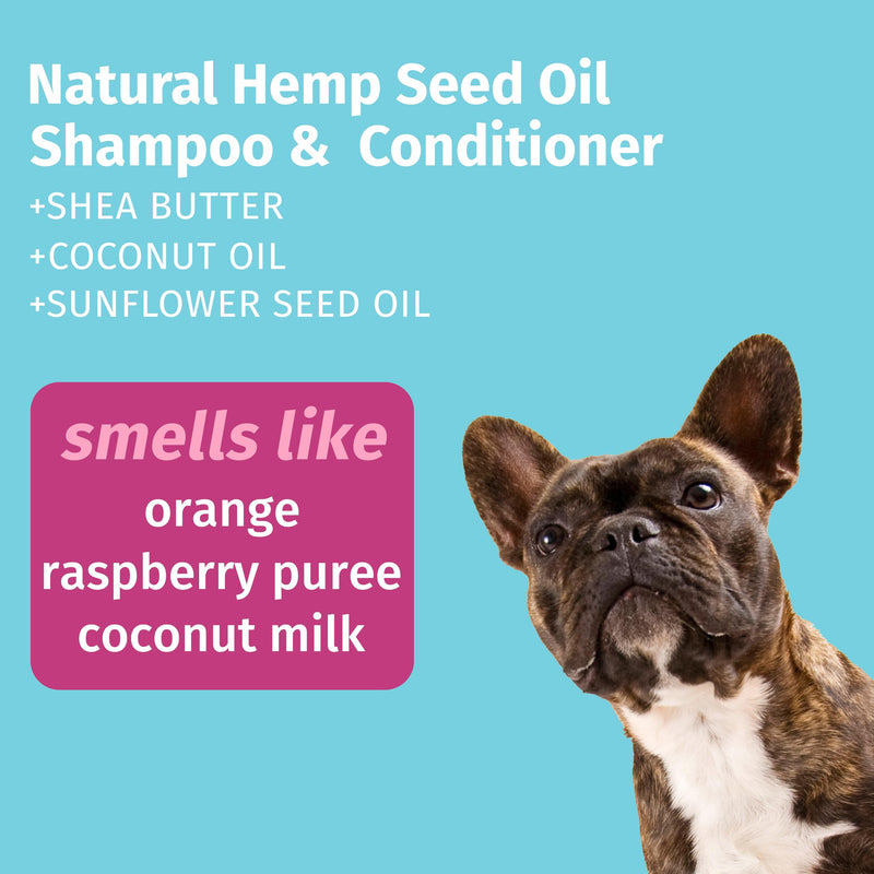 Hempz Petz, Dog Shampoo & Conditioner, Creamy Citrus Orange & Red Raspberry 2 in 1 Herbal Shampoo & Conditioner 17 oz.